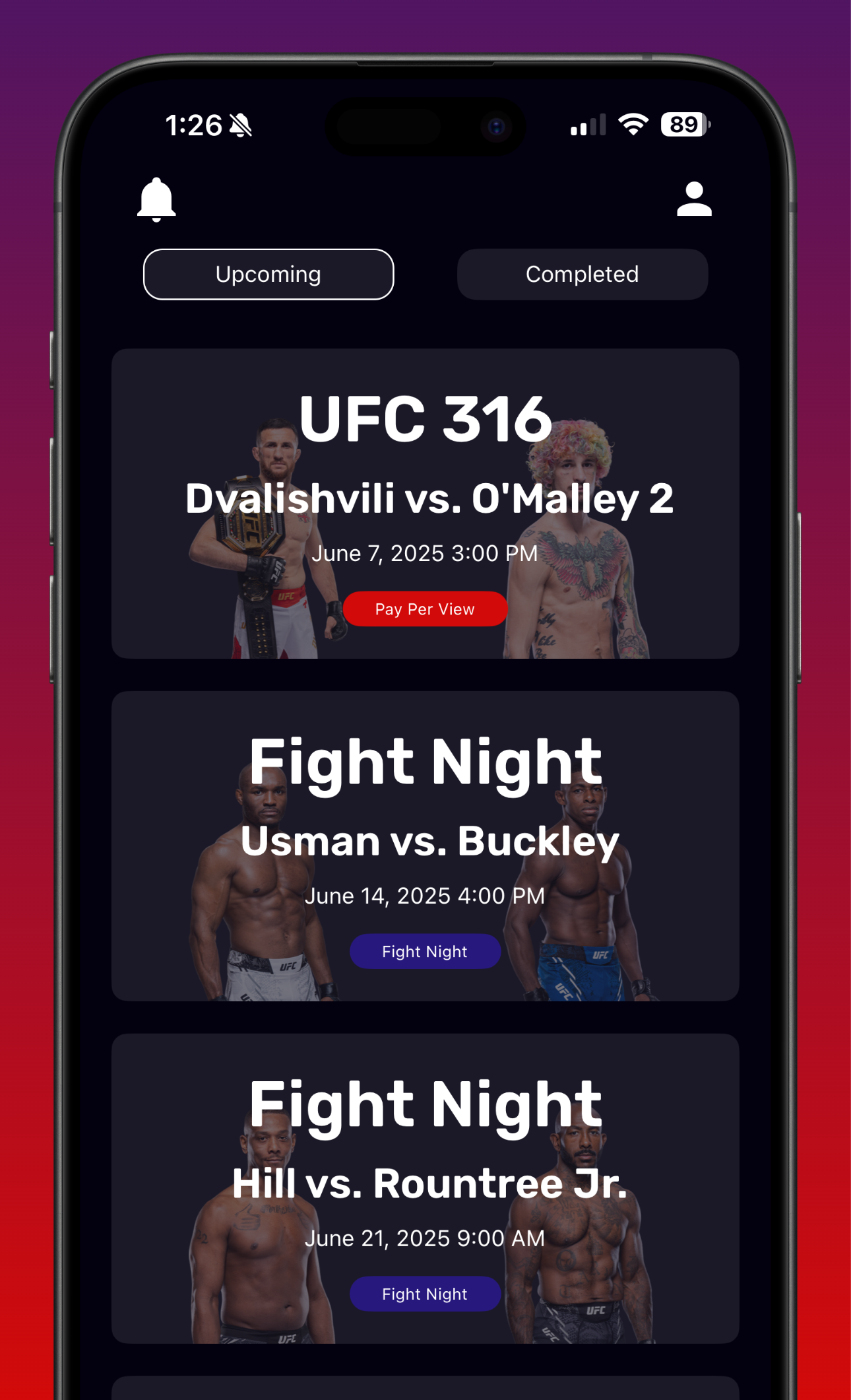 Просматривайте предстоящие UFC события